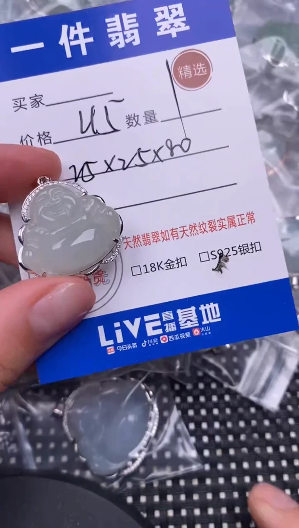 翡翠银S925镶嵌颈饰挂件