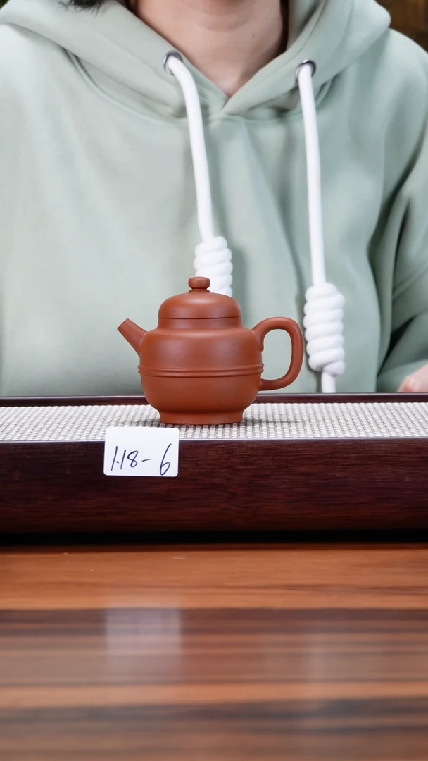 【闪购商品】紫砂茶壶1.18-6 小红泥 腰线巨轮160