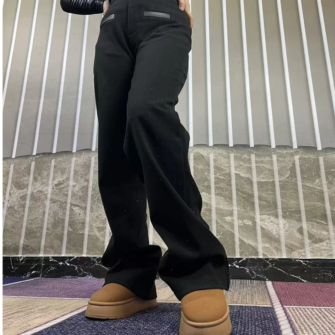 毛呢2025新款高腰直筒裤