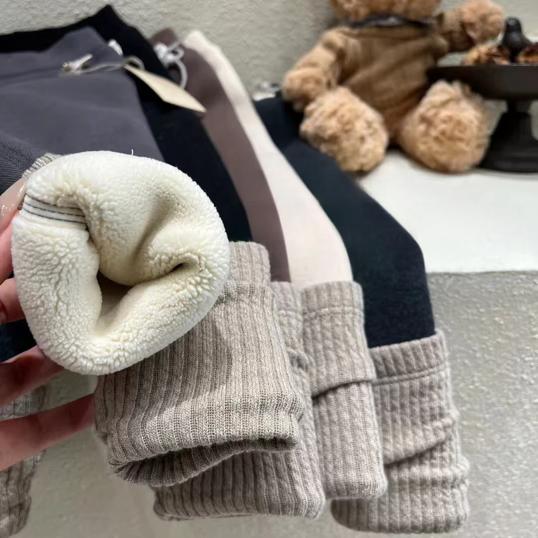 现货（900克加厚绒，无骨）FF201女童冬季韩版翻脚口加绒加厚打底裤