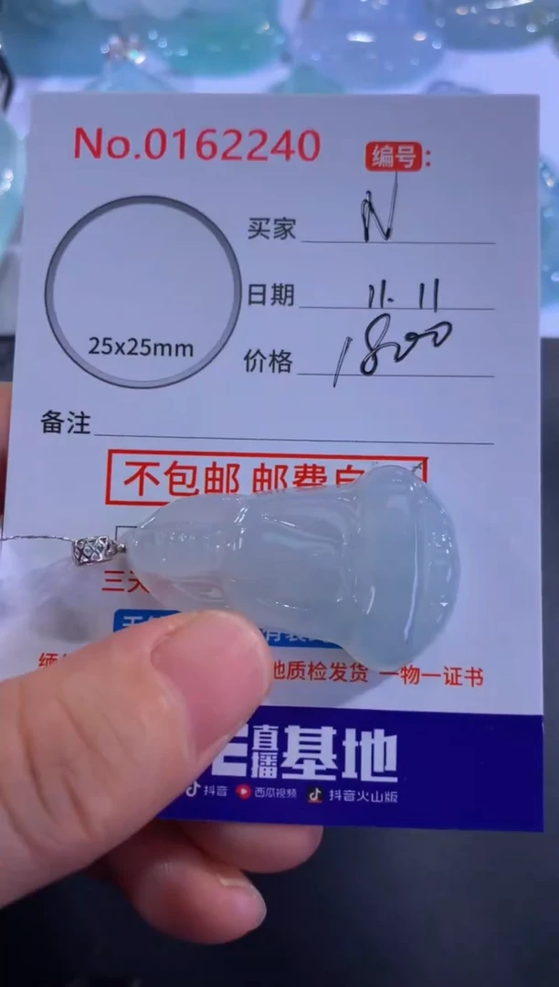 颈饰18K金镶嵌翡翠N****g！