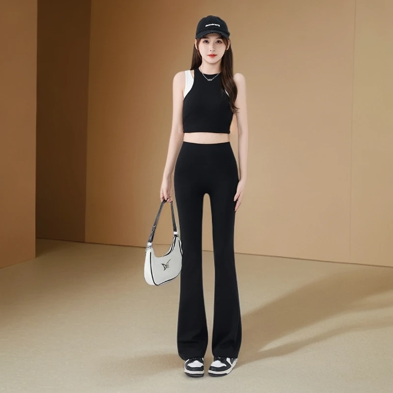 女裤女士春夏秋高弹瑜伽收腹显瘦提臀运动喇叭裤无尴尬线无口袋