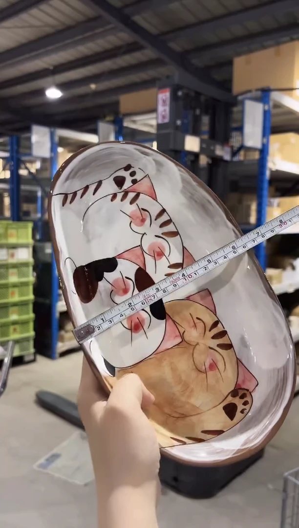 瓷仲良しネコ　カレー皿（大）