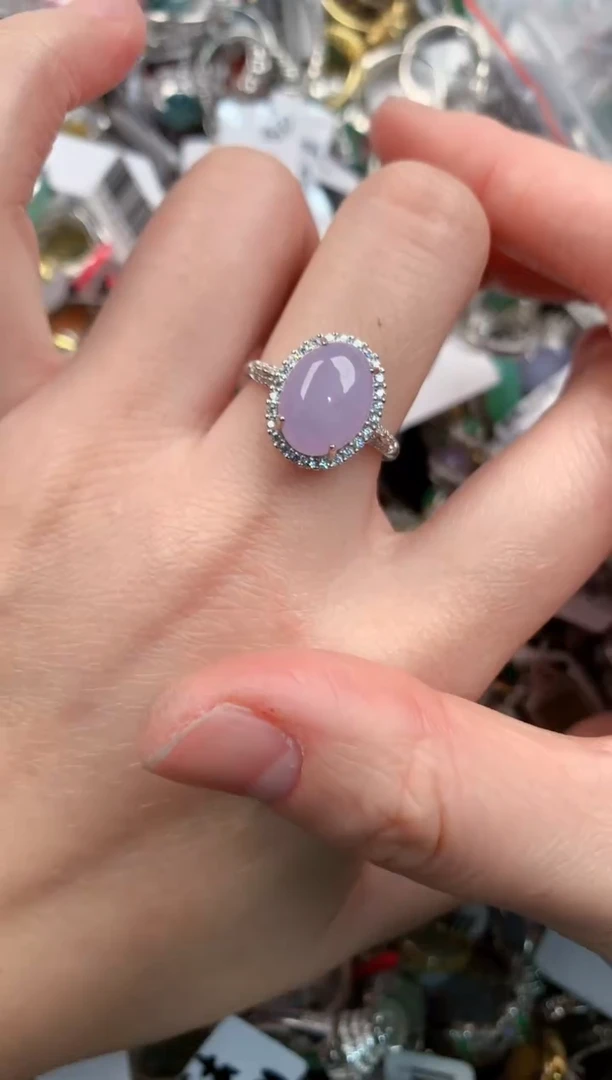 银S925镶嵌戒指翡翠222               5