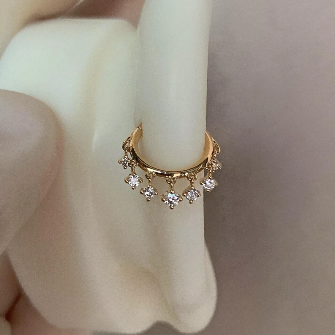 铜合金耳饰 中古爆闪圆环流苏耳环女时尚独特轻奢气质高级感耳饰