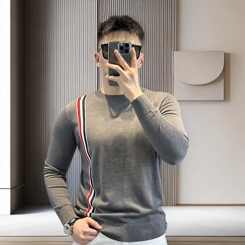 GDTN-秋冬新款男士针织圆领套头潮流休闲长袖打底衫SJ-F009