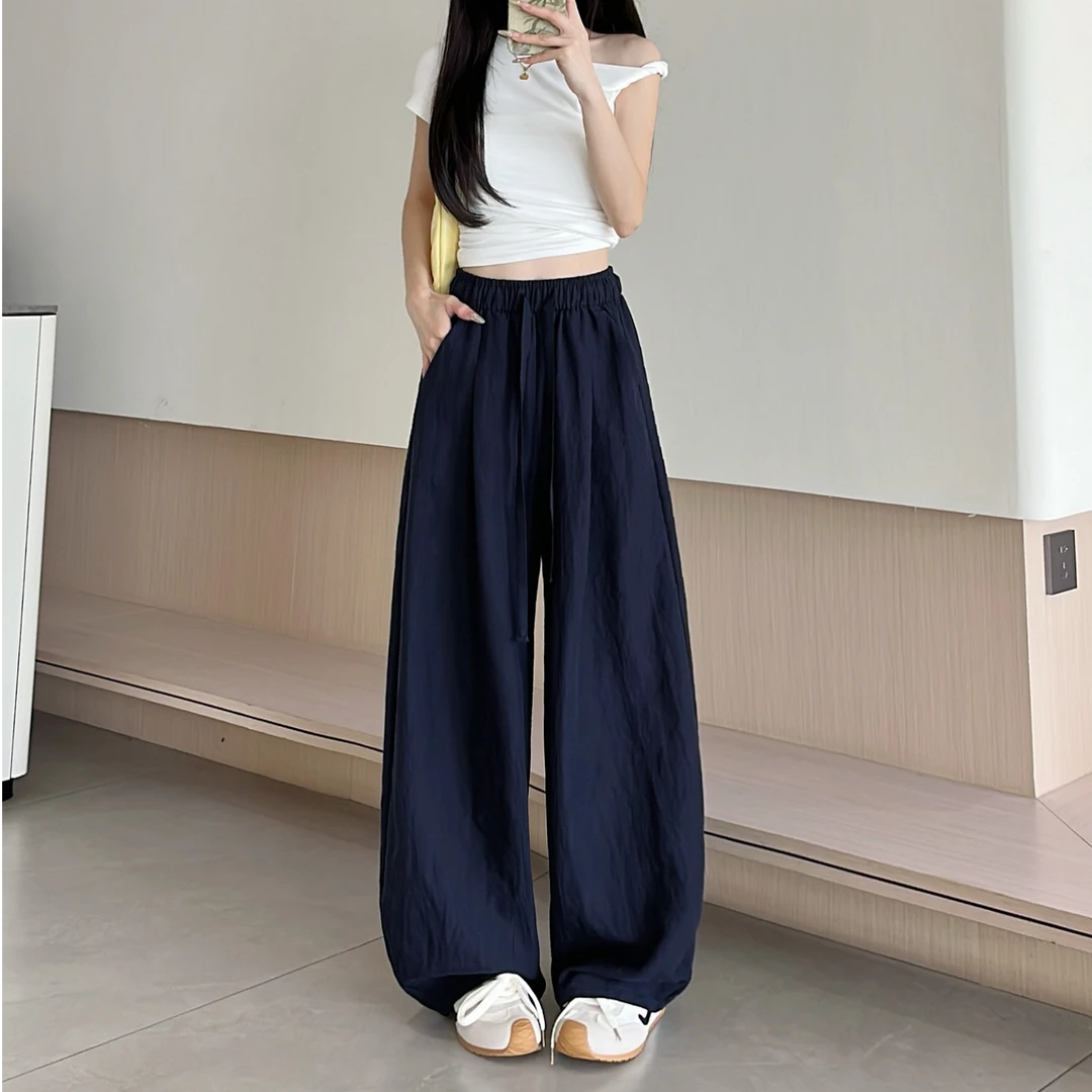 【LUOstudio原版】夏季时尚百搭抽绳简约弯刀裤休闲裤