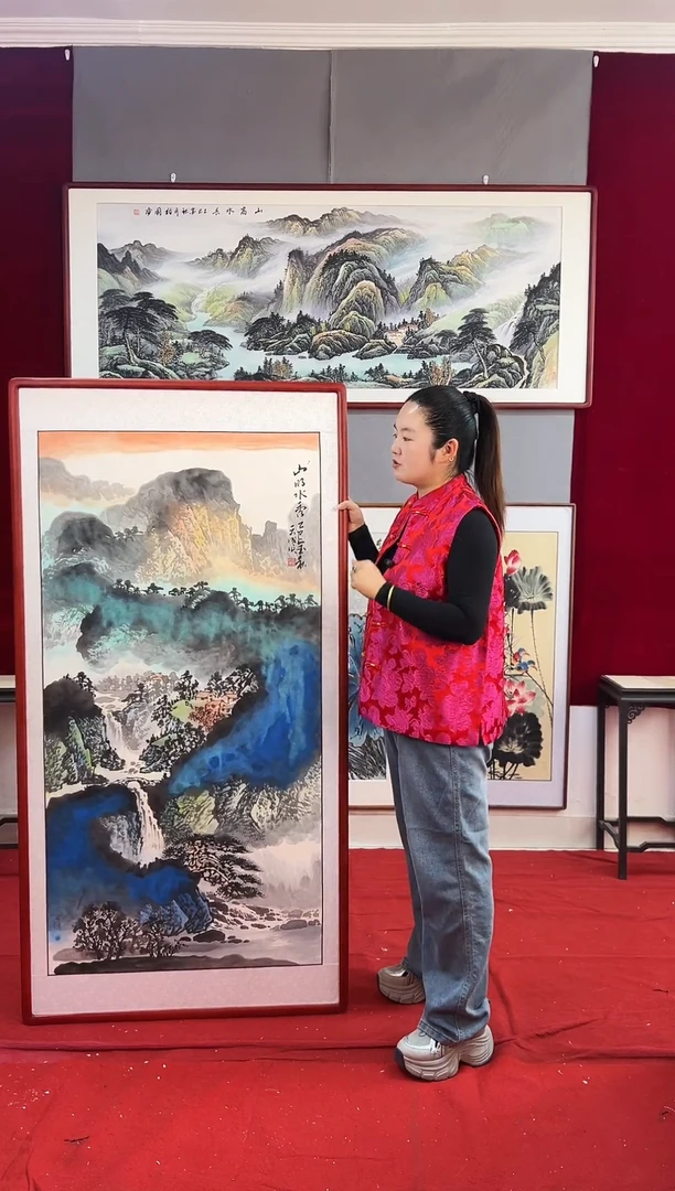 国画手绘山水163*83尺寸