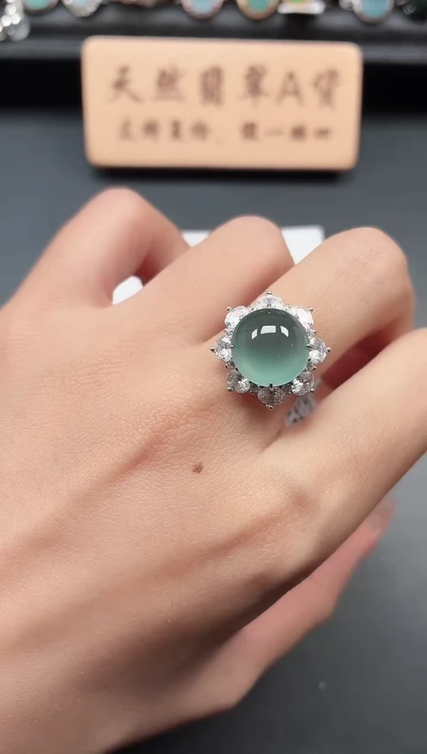 银S925镶嵌戒指翡翠1