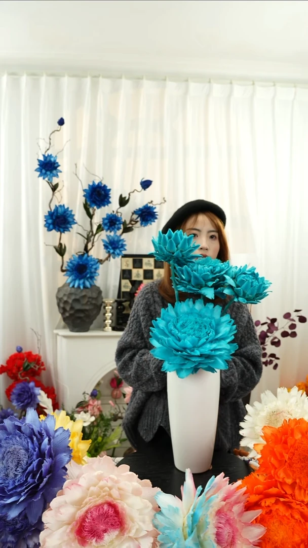 永生洋蓟 霸王花 四个头叶片微瑕【孔雀蓝】A640