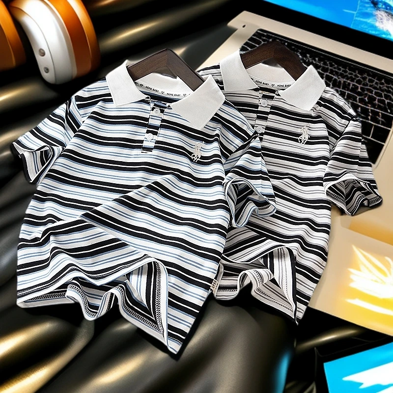 【夏季上新】POLO衫25款夏装潮牌纯棉条纹翻领T恤中大童儿童男童