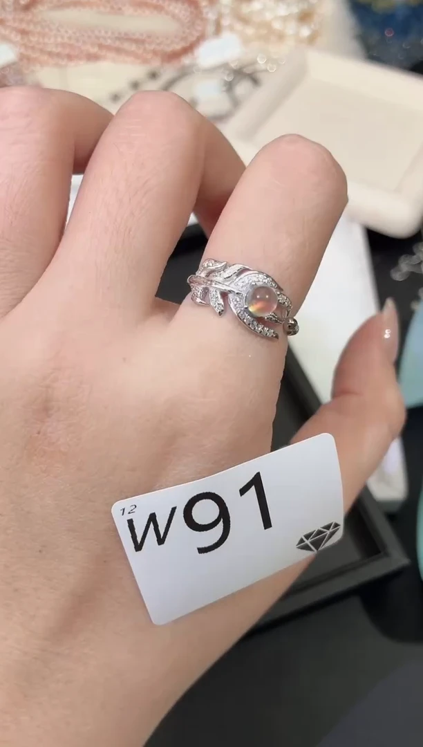银S925镶嵌戒指长石多样性发一W91