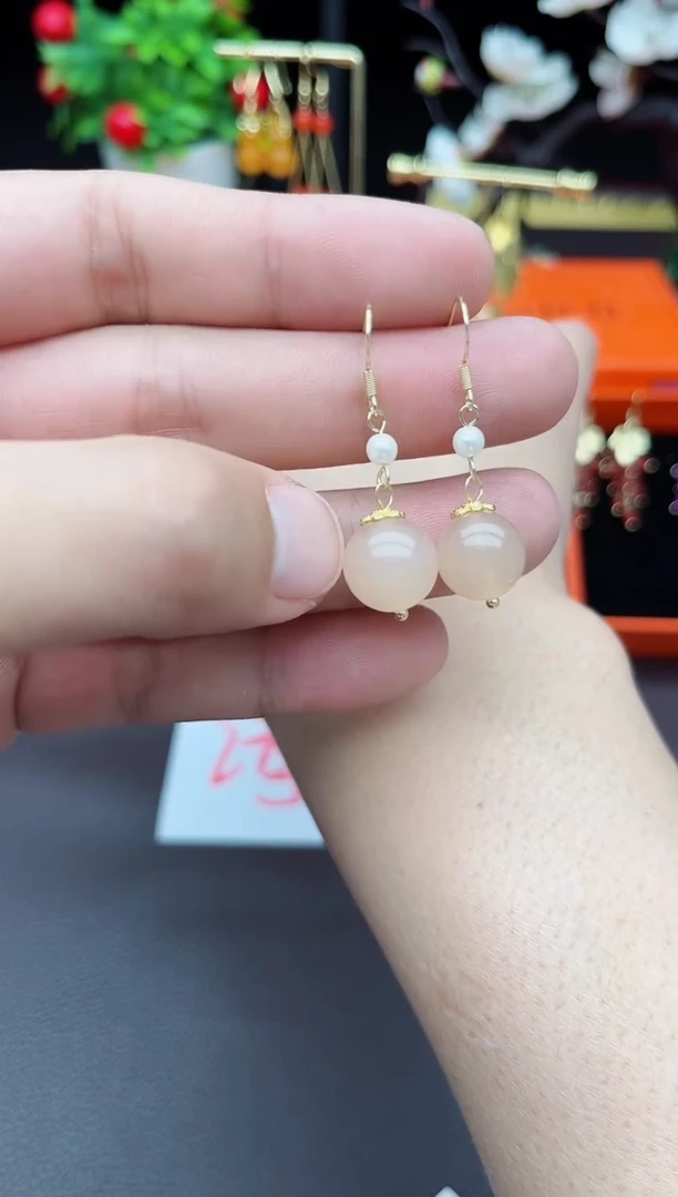 玛瑙/玉髓耳饰银S925镶嵌218000