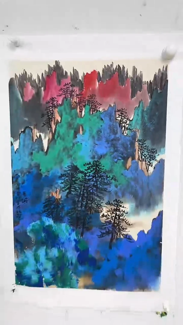 国画赵燮-2.7平尺-山水-带参展证书