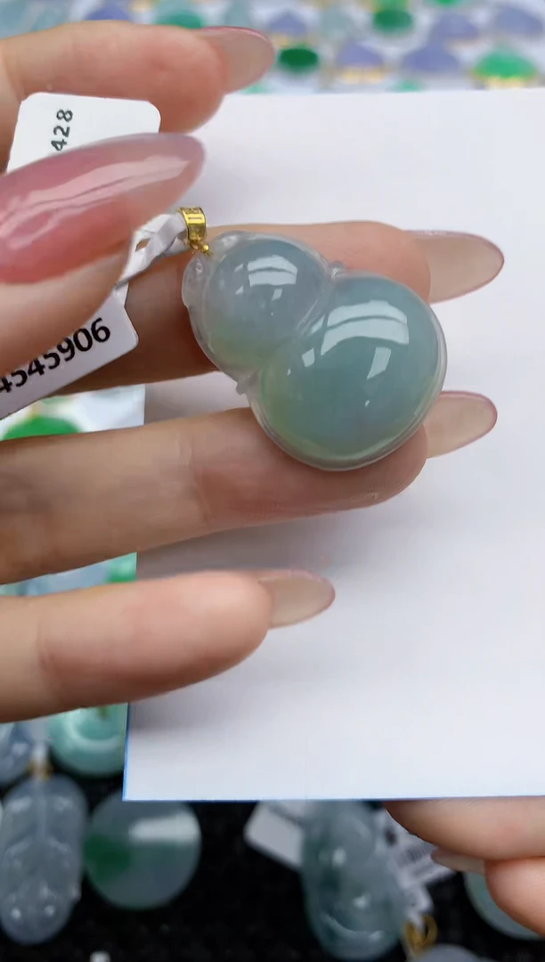 【闪购商品】翡翠挂件18K金镶嵌天然翡翠A货