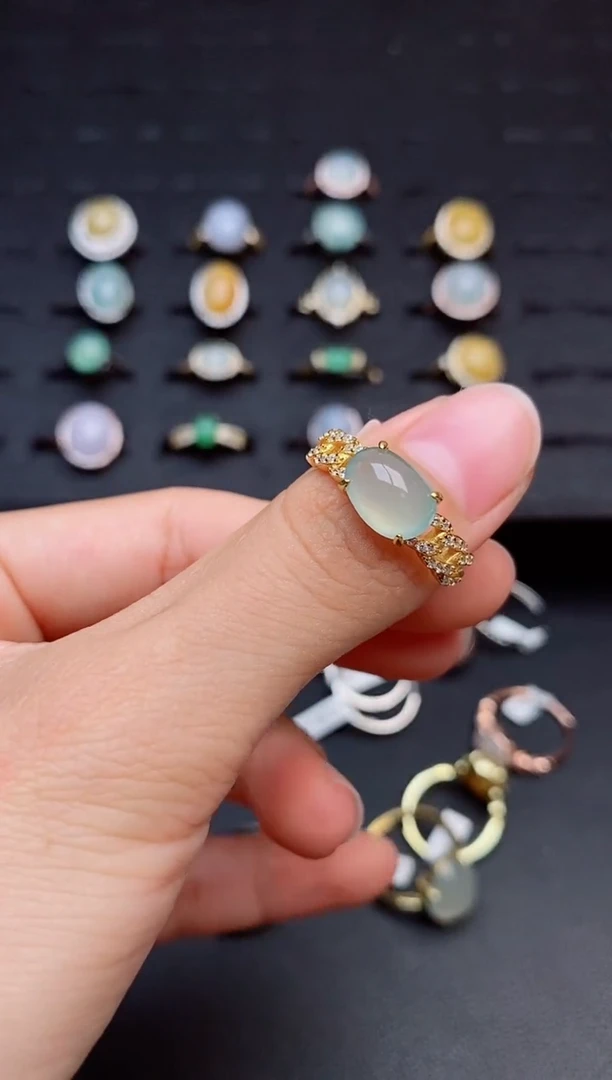 银S925镶嵌戒指翡翠1