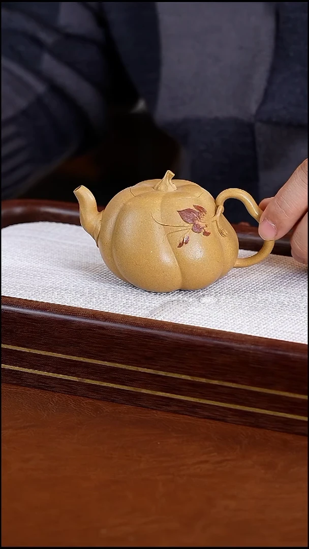 茶壶紫砂花器黄金段歪瓜160cc