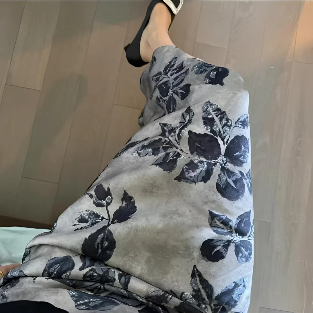 (运费补6-8)青花瓷高腰显瘦A字夏季小个子复古气质百搭时尚碎花裙