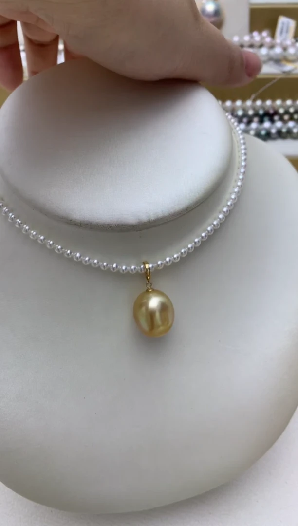 吊坠(不含链)18K金镶嵌海水珍珠q16