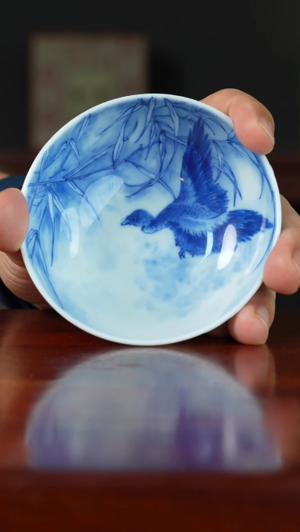 祖传窑真柴窑传承400年芦雁卧足杯