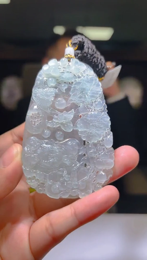 未镶嵌定制翡翠12/1027/L/发其一件/花鸟