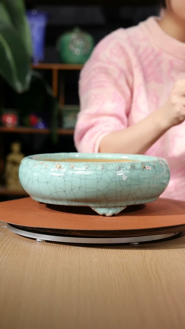 【石湾花盆】10寸鼓钉浅圆盆973微瑕