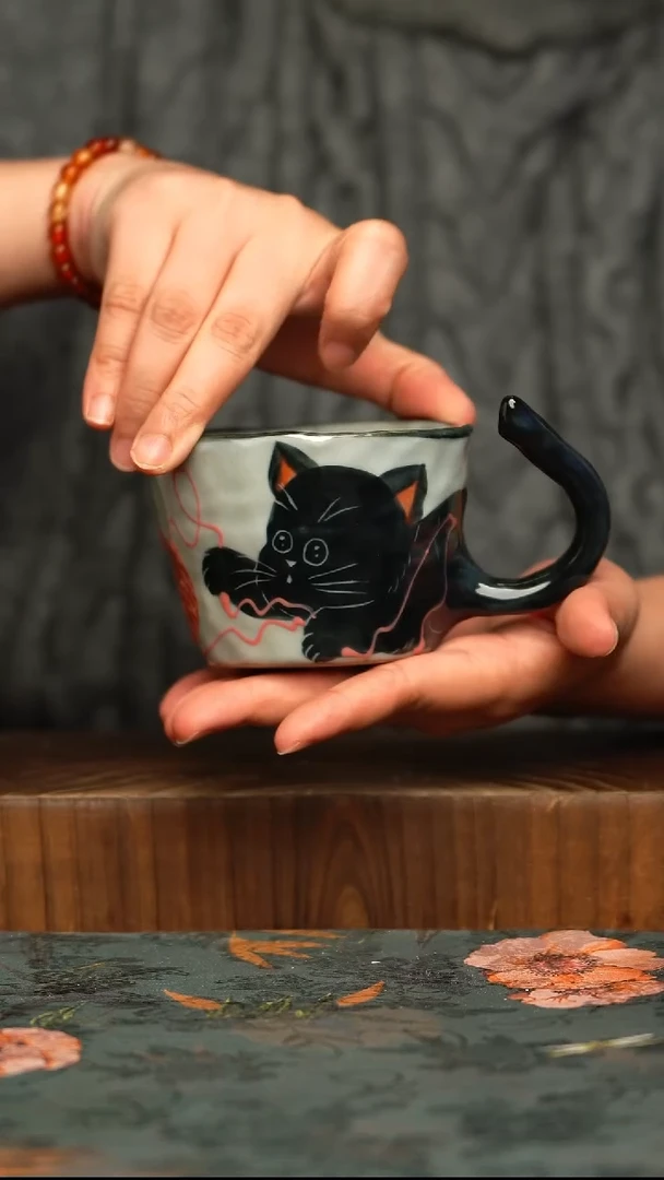 杯釉下彩手工手绘同款陶器