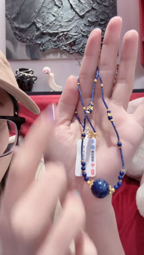 青金石银S925镶嵌颈饰A264