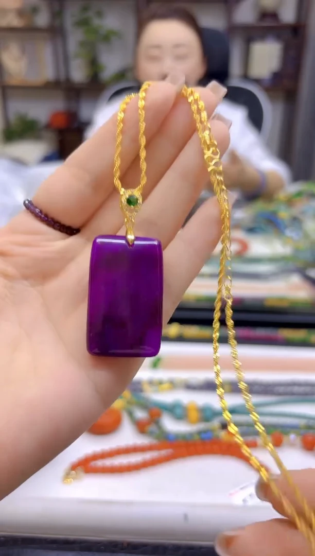 银S925镀金镶嵌苏纪石（舒俱来）吊坠(赠链)DIY款D252