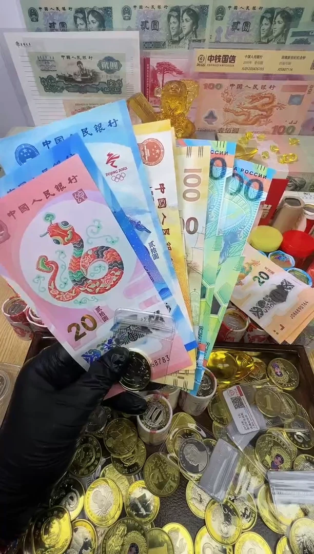 【闪购商品】合金福蛇献瑞纪念八钞一币合集（纸+塑料）