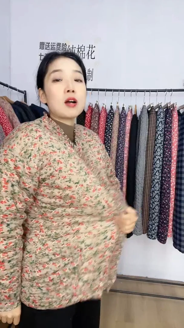 限量福利手工棉花棉袄女冬季加厚带口袋115-125斤穿