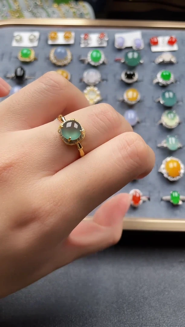 银S925镶嵌戒指翡翠100