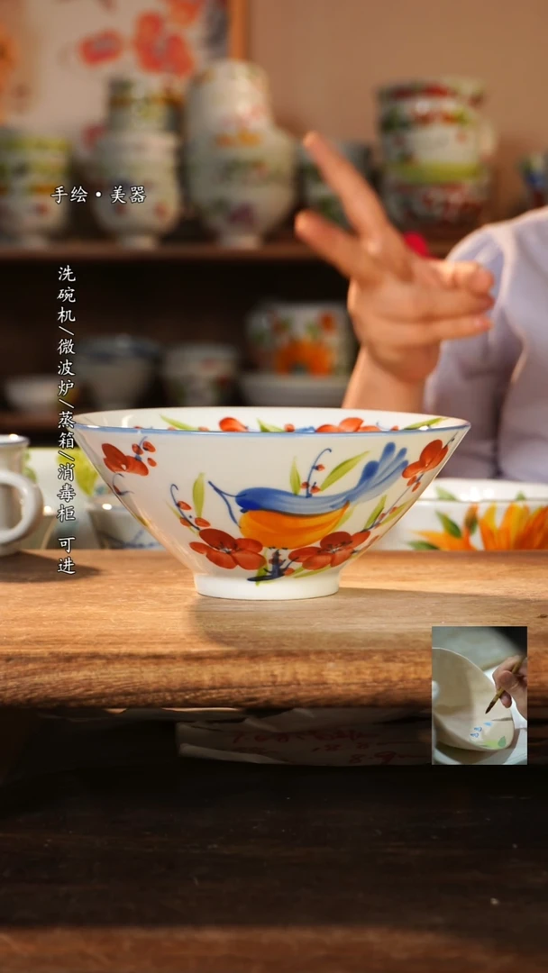 陶瓷景德镇高温釉下彩手绘陶瓷