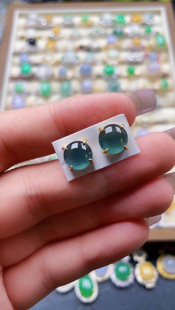 银S925镶嵌翡翠耳饰111