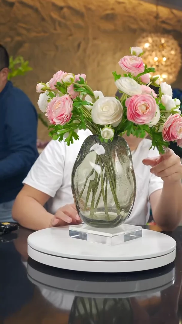 手工艺品琉璃A**y极简灰银箔设计款花器