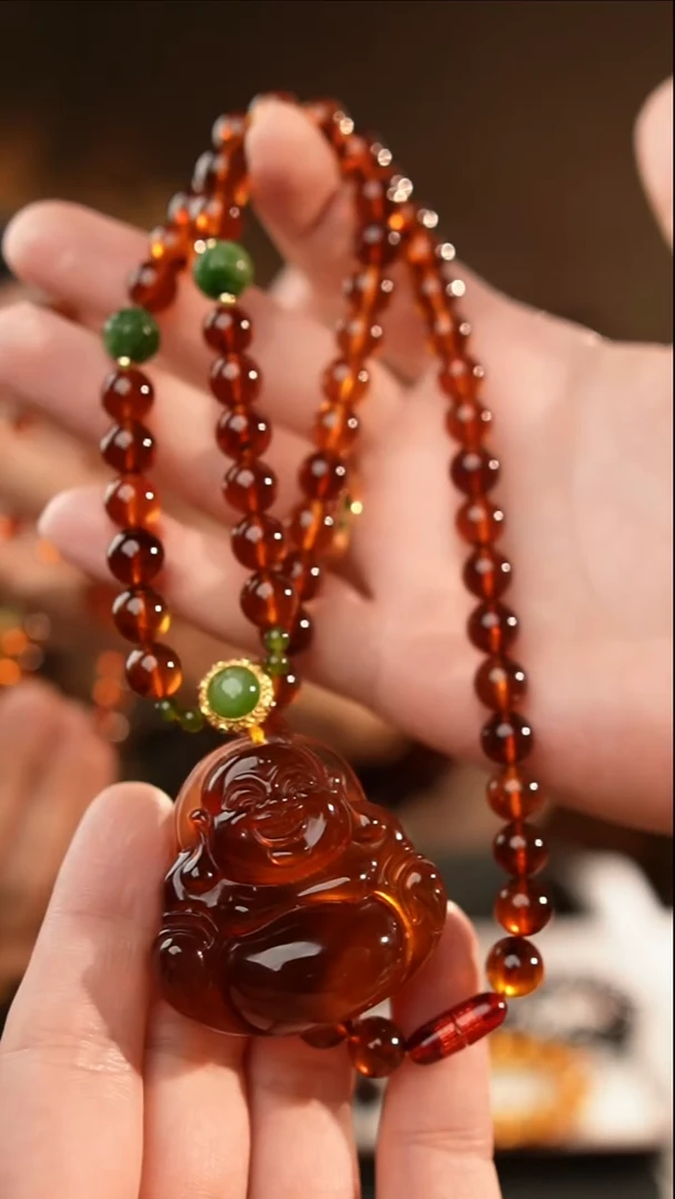 琥珀颈饰未镶嵌紫罗兰佛公项链