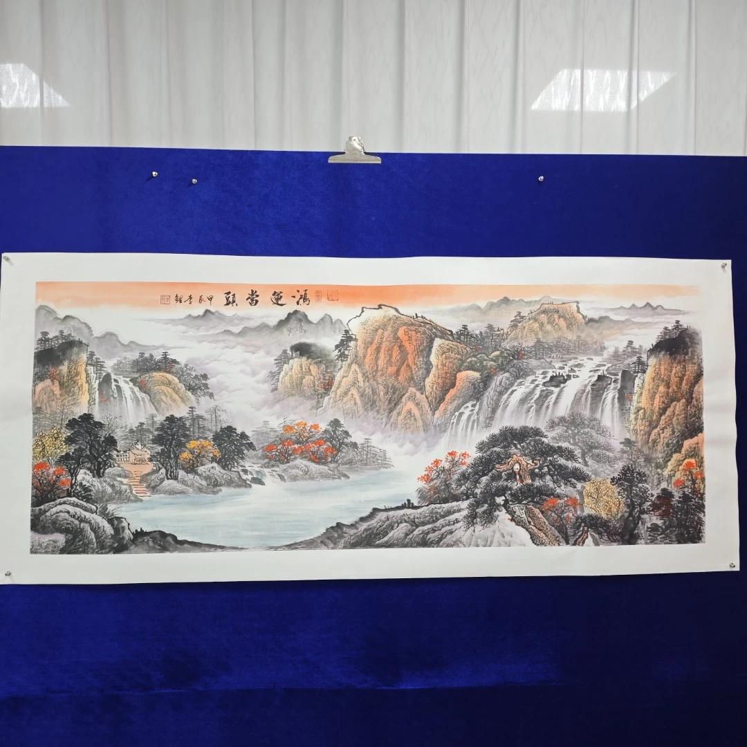 鸿运当头 李鲤手绘作品画芯尺寸小红180cm*70cm