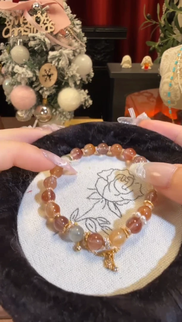 银S925镶嵌手链水晶全净彩兔毛