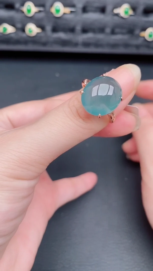 银S925镶嵌戒指翡翠天然a货翡翠167