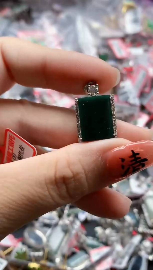 银S925镶嵌戒指翡翠天然A货缅甸翡翠