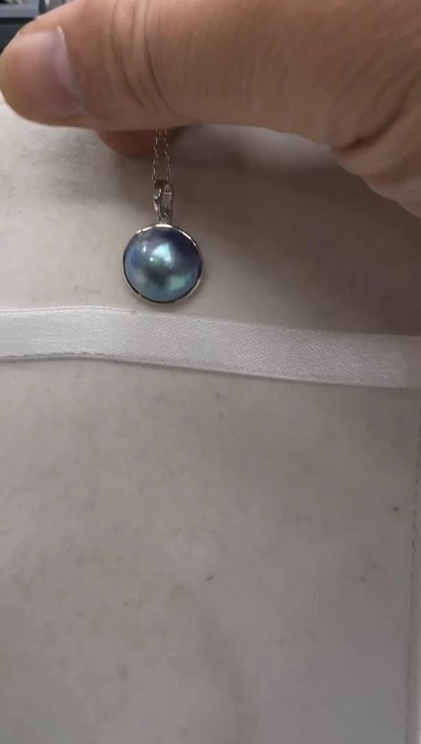 【闪购商品】拼合珍珠（马贝珠）吊坠(赠链)银S925镶嵌16-17mm