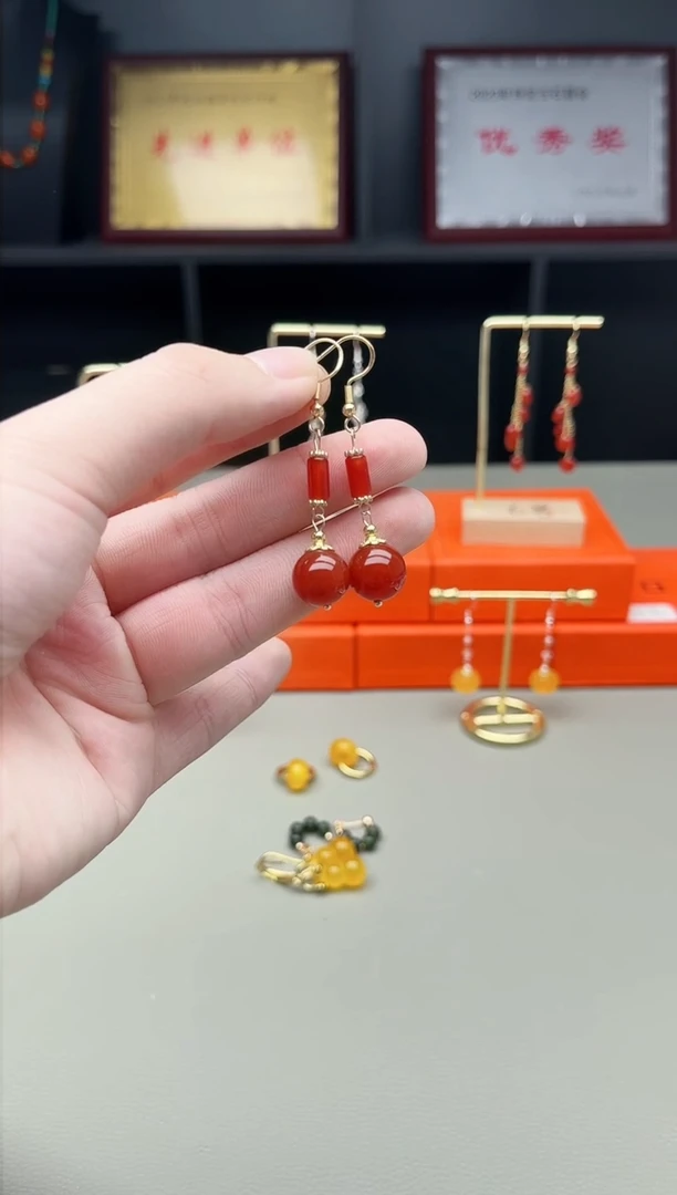 未镶嵌耳钉玛瑙/玉髓723