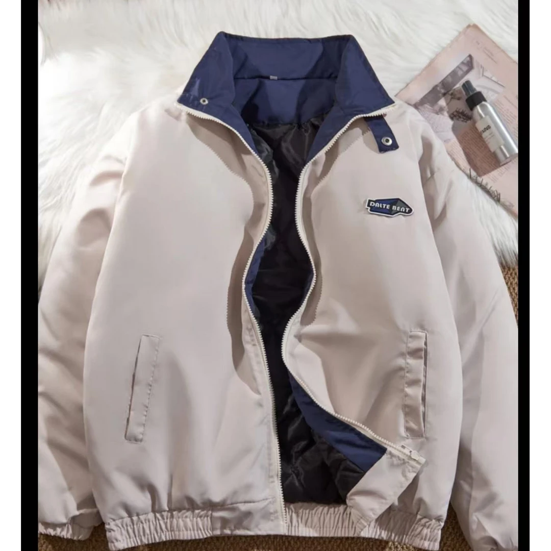 复古男士外套翻领夹克潮流工装港风加绒加厚休闲百搭情侣装宽松