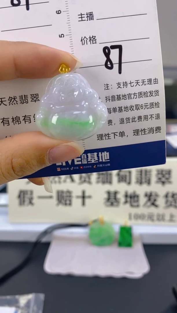 【闪购商品】翡翠颈饰18K金镶嵌天然A货翡翠