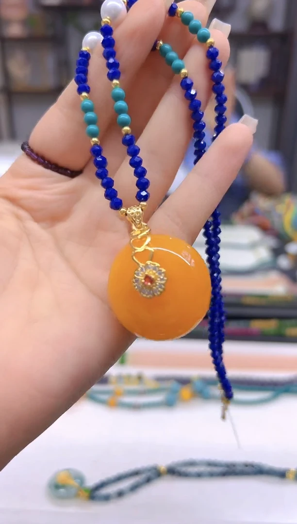 未镶嵌毛衣链蜜蜡DIY款M706