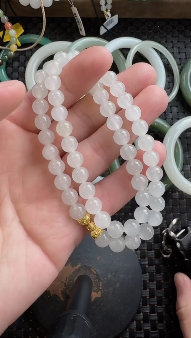颈饰未镶嵌和田玉8mm白玉女神链