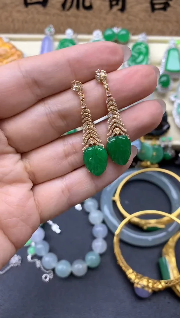 【闪购商品】翡翠耳饰18K金镶嵌580-中国好珍宝