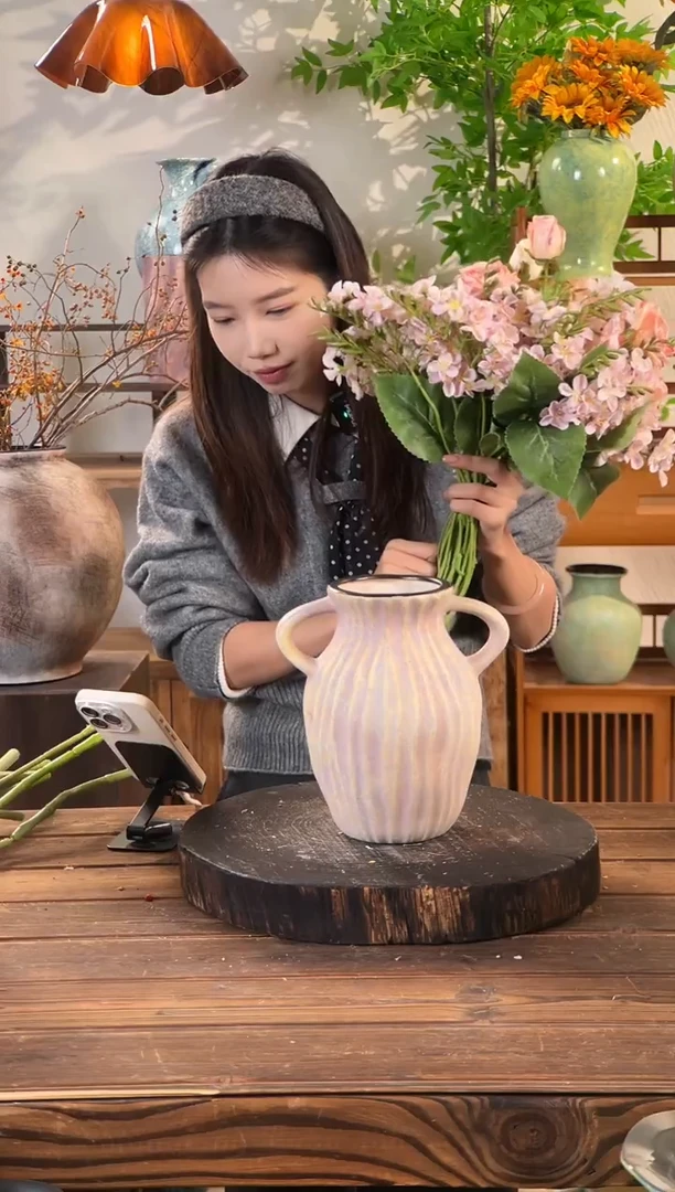 莫奈紫-双耳大号 陶瓷花瓶