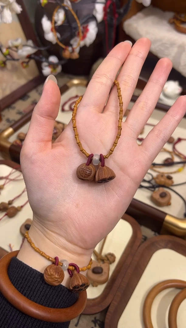 手串桃核【桃缘行】竹节「福气莲莲」桃木桃核辟、挡、驱、护 备注手围