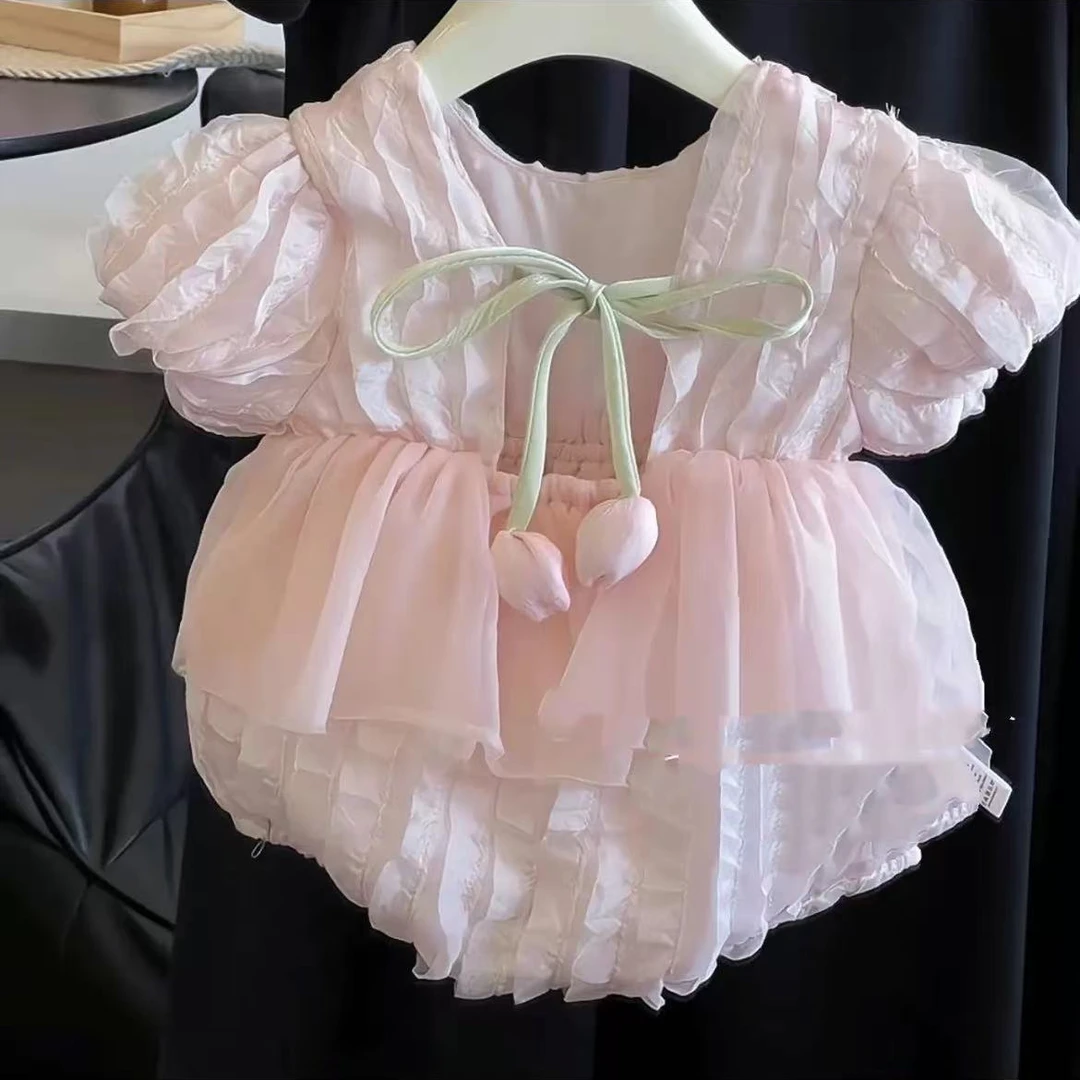 郁金香包屁裙连体裙哈衣婴儿外出服爬爬服女宝宝公主包屁衣周岁